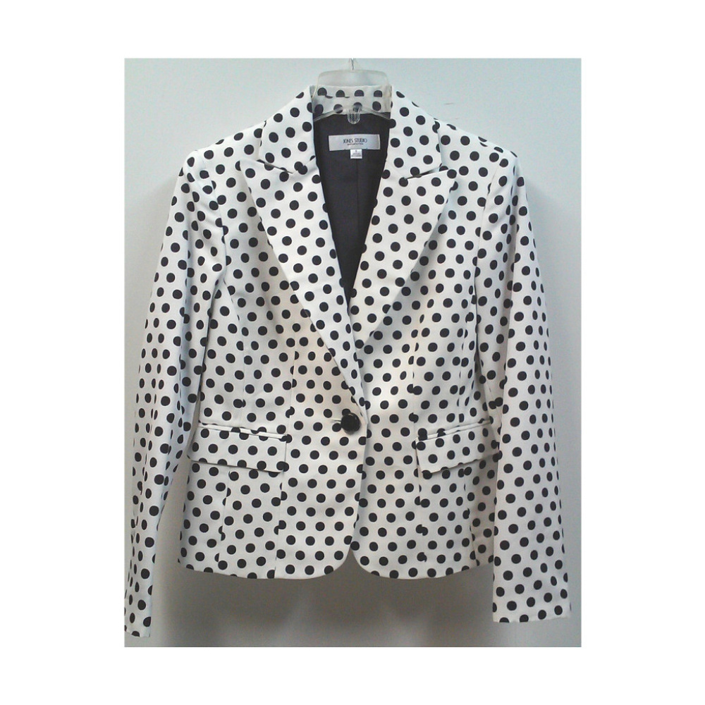 Jones Studio Black White Polka Dot Career Blazer